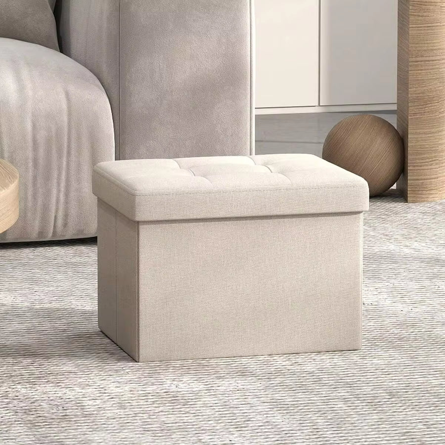 SONGMICS Collection - Small Folding Storage Ottoman, Foot Rest Stool, 12.2 X 16.1 X 12.2 Inches, 286 Lb Load Capacity, For Living Room, Bedroom, Home Office, Dorm