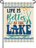 Artofy Life Is Better At The Lake Small Decorative Garden Flag, Lakehouse Blue Buffalo Plaid Yard Lawn Outside Decor, Lakeside Boat Paddle Sunshine Burlap Outdoor Home Decoration Double Sided 12 X 18